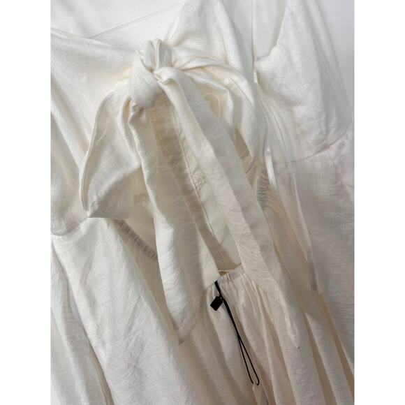 NWT Mustard‎ Seed Women's Lace Trimmed Tie Back Dress Summer White Size Large - Picture 7 of 12